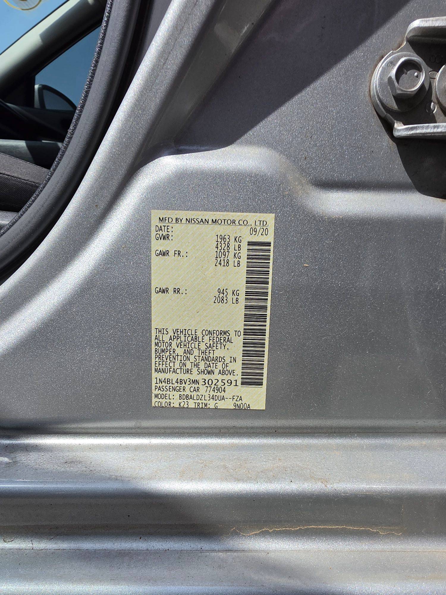 2021 NISSAN ALTIMA — 90947 Miles — Lot N302591 - Marhaba Auctions Used Cars - Image 10