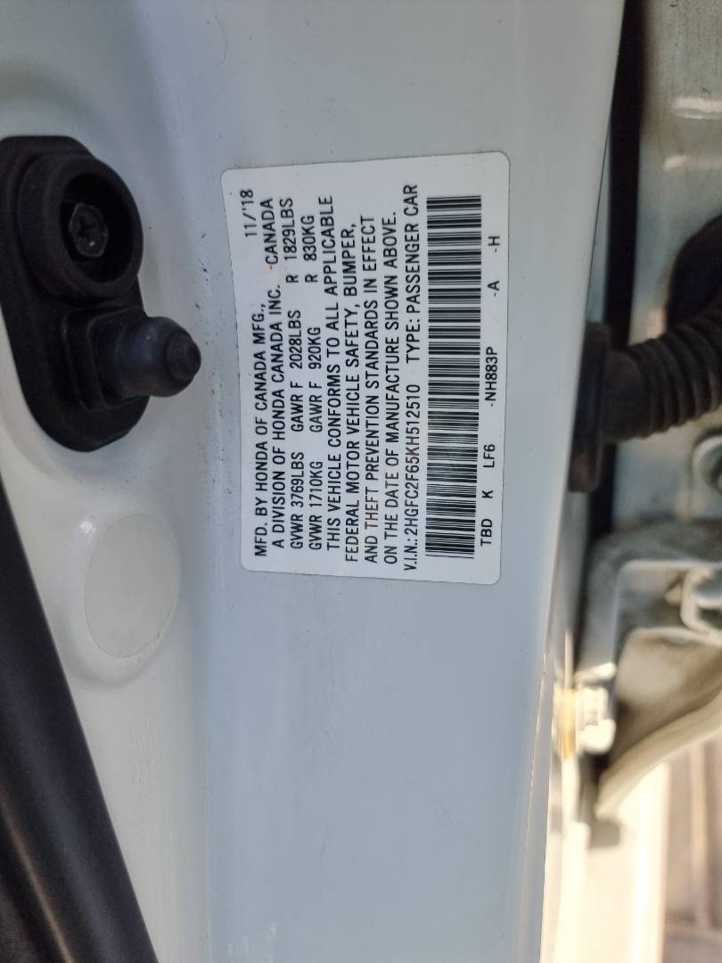 2019 HONDA CIVIC — 127606 Miles — Lot 2154874 — Ind. 12 - Marhaba Auctions Used Cars - Image 9