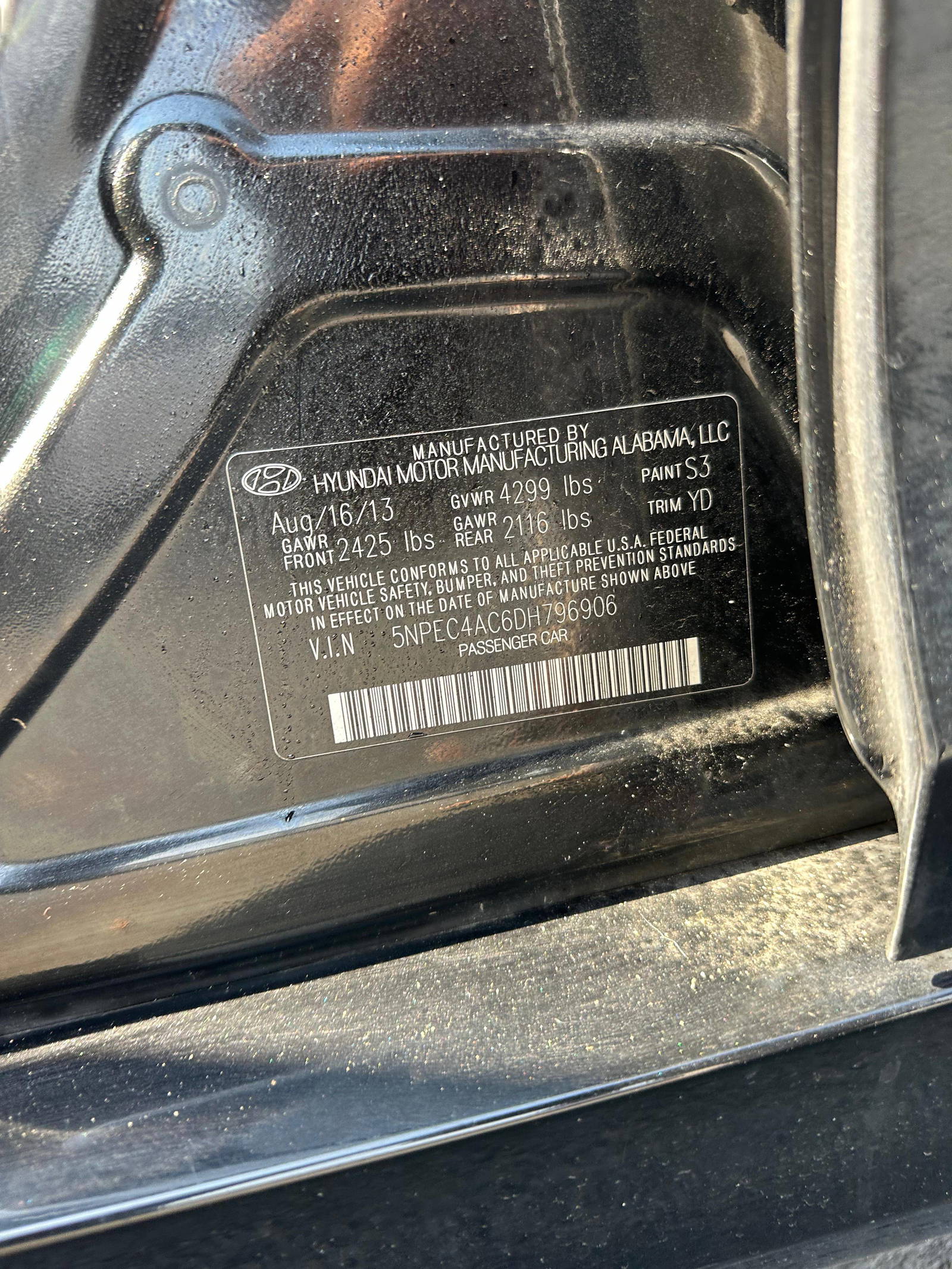 2013 HYUNDAI SONATA — 141709 Miles — Lot C6DH796906 — Souq - Marhaba Auctions Used Cars - Image 6