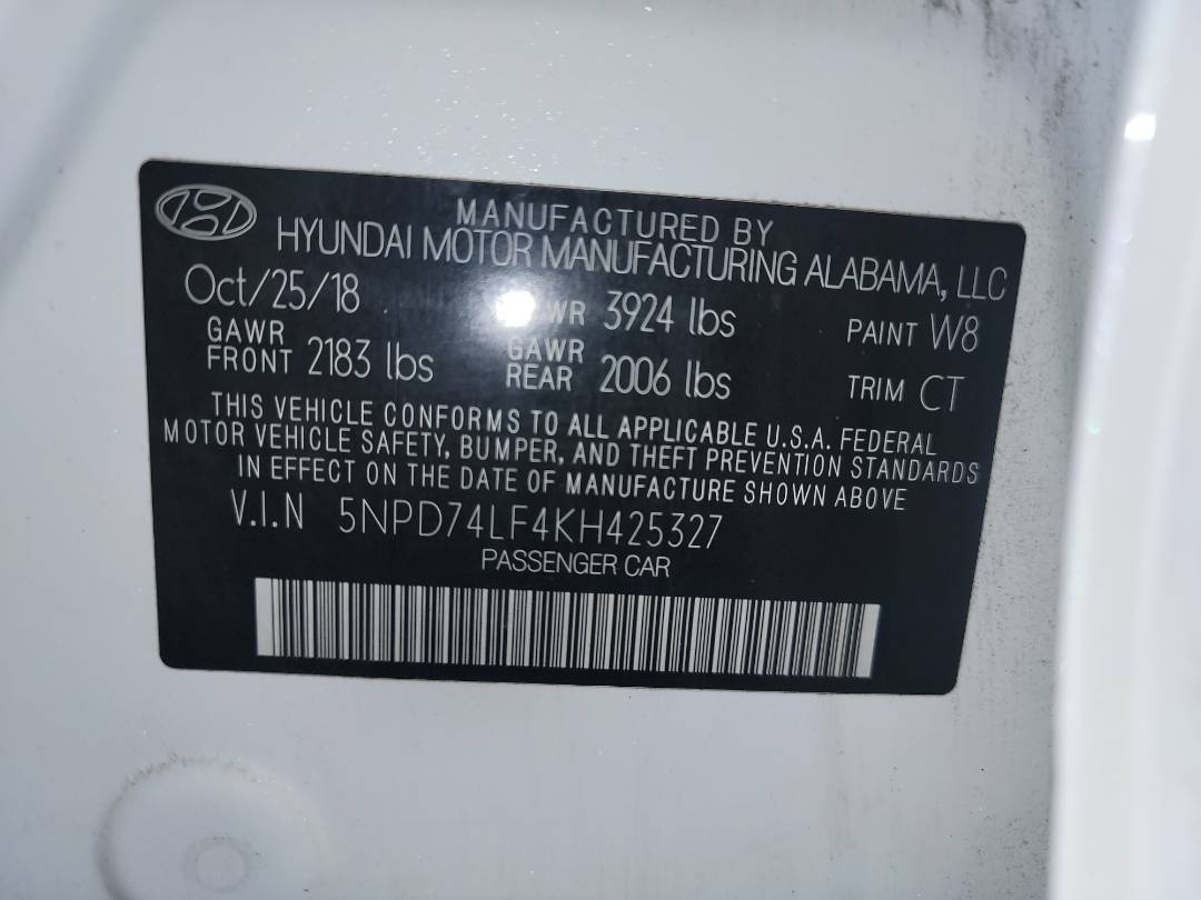2019 HYUNDAI ELANTRA — 135748 Miles — Lot 74080653 - Marhaba Auctions Used Cars - Image 9
