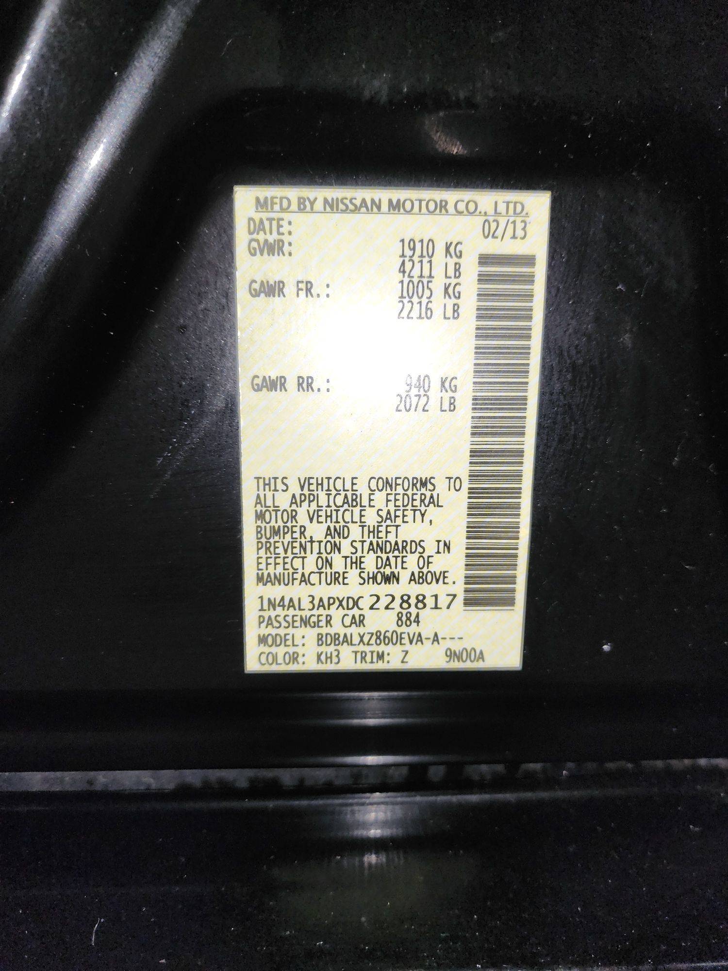 2013 NISSAN ALTIMA — 166719 Miles — Lot DC228817 — Souq - Marhaba Auctions Used Cars - Image 9