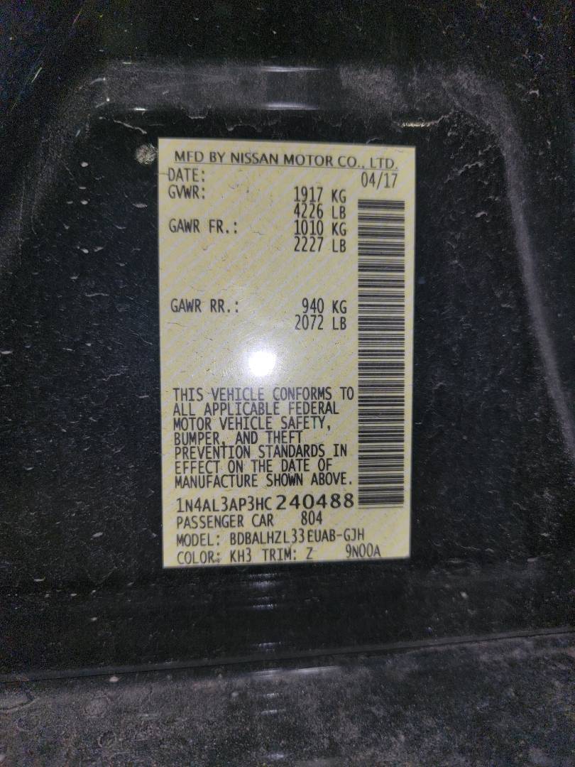 2017 NISSAN ALTIMA — 158140 Miles — Lot HC240488 - Marhaba Auctions Used Cars - Image 9
