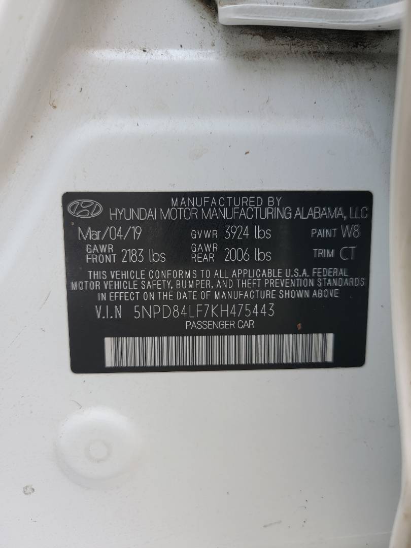 2019 HYUNDAI ELANTRA — 171294 Miles — Lot H475443 — Main - Marhaba Auctions Used Cars - Image 11