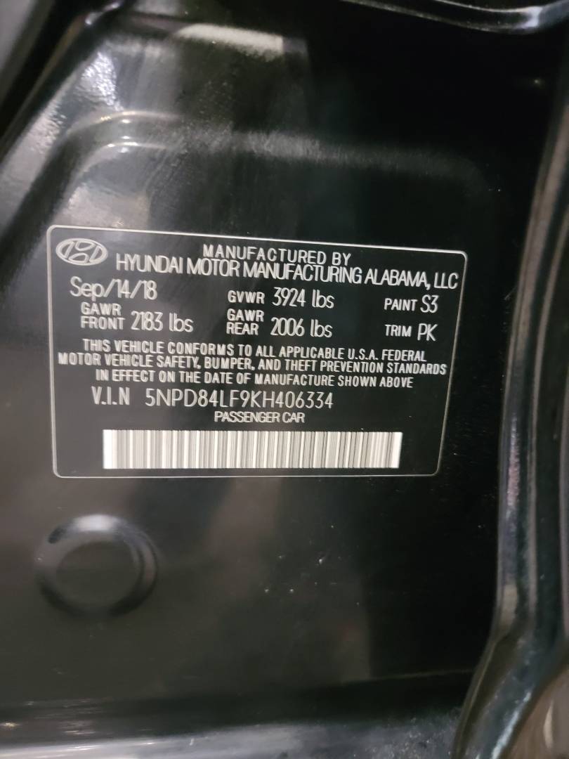 2019 HYUNDAI ELANTRA — 50996 Miles — Lot 9KH406334 — Main - Marhaba Auctions Used Cars - Image 9