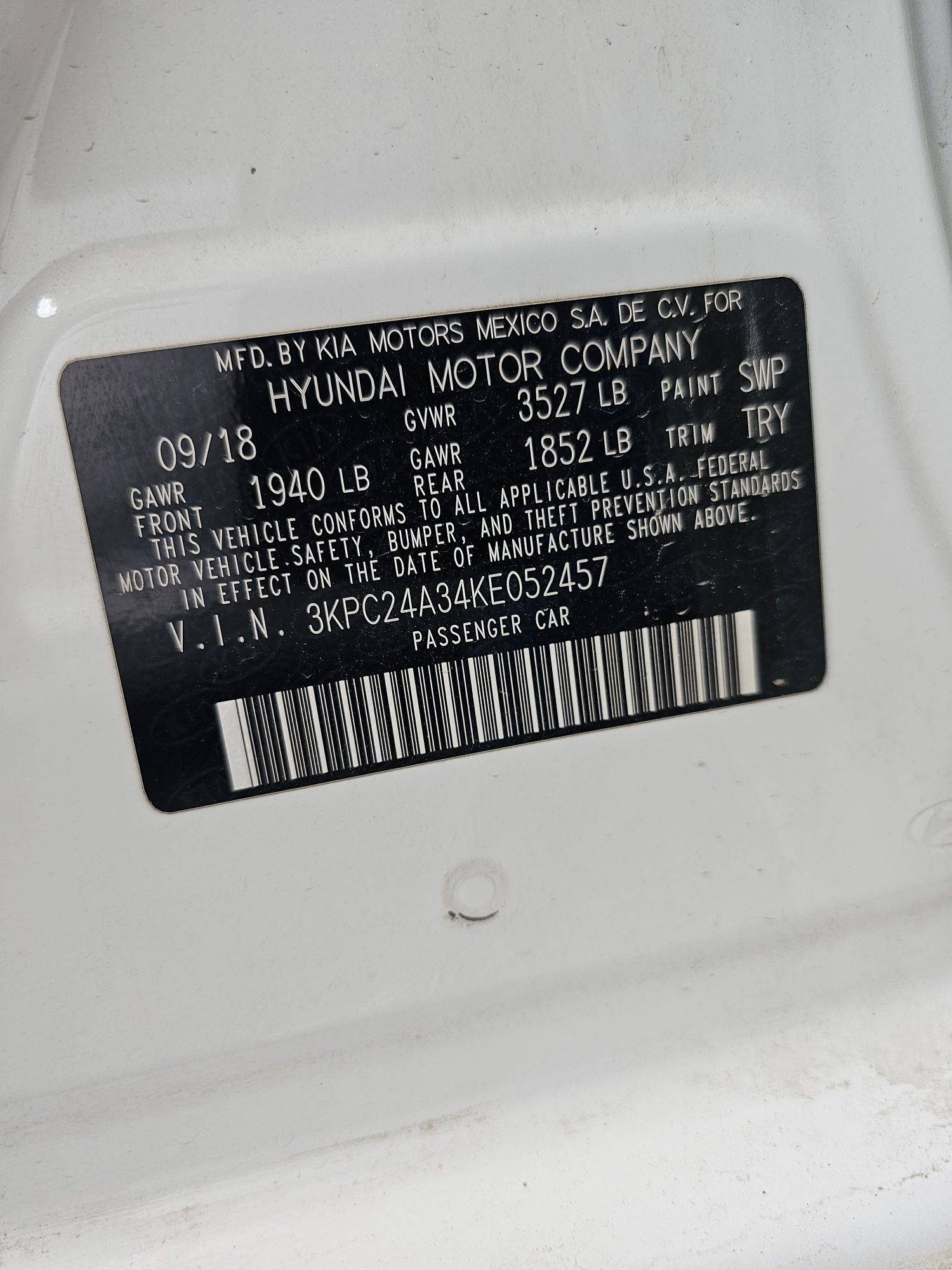2019 HYUNDAI ACCENT — 143897 Miles — Lot E052457 — Main - Marhaba Auctions Used Cars - Image 9