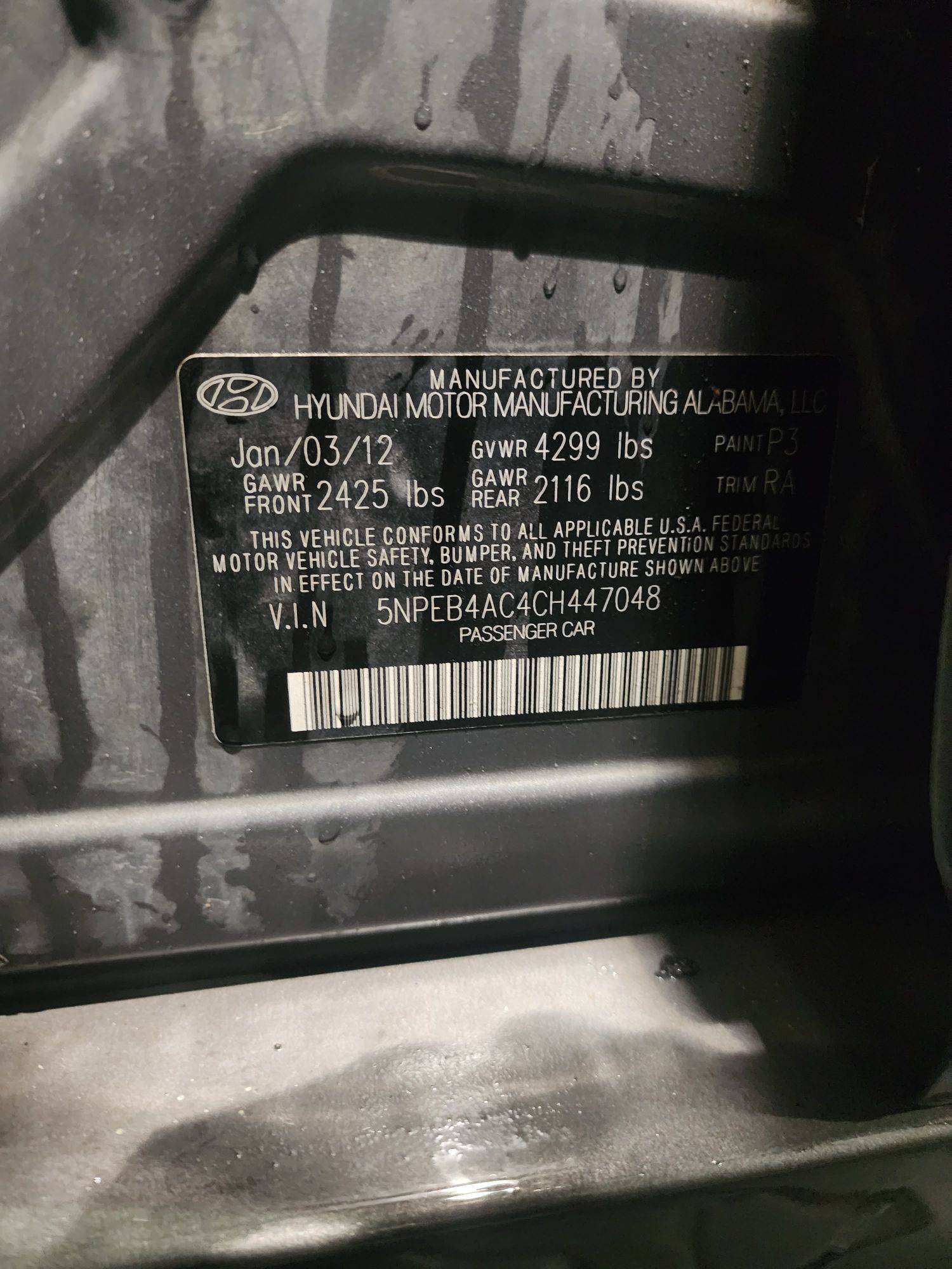 2012 HYUNDAI SONATA — 190744 Miles — Lot 37542691 - Marhaba Auctions Used Cars - Image 10