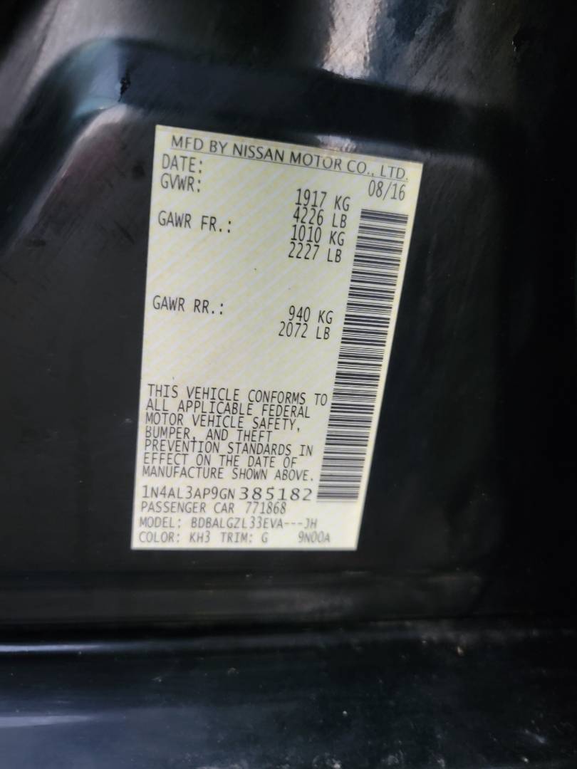 2016 NISSAN ALTIMA — 165701 Miles — Lot 9GN385182 — Souq - Marhaba Auctions Used Cars - Image 8