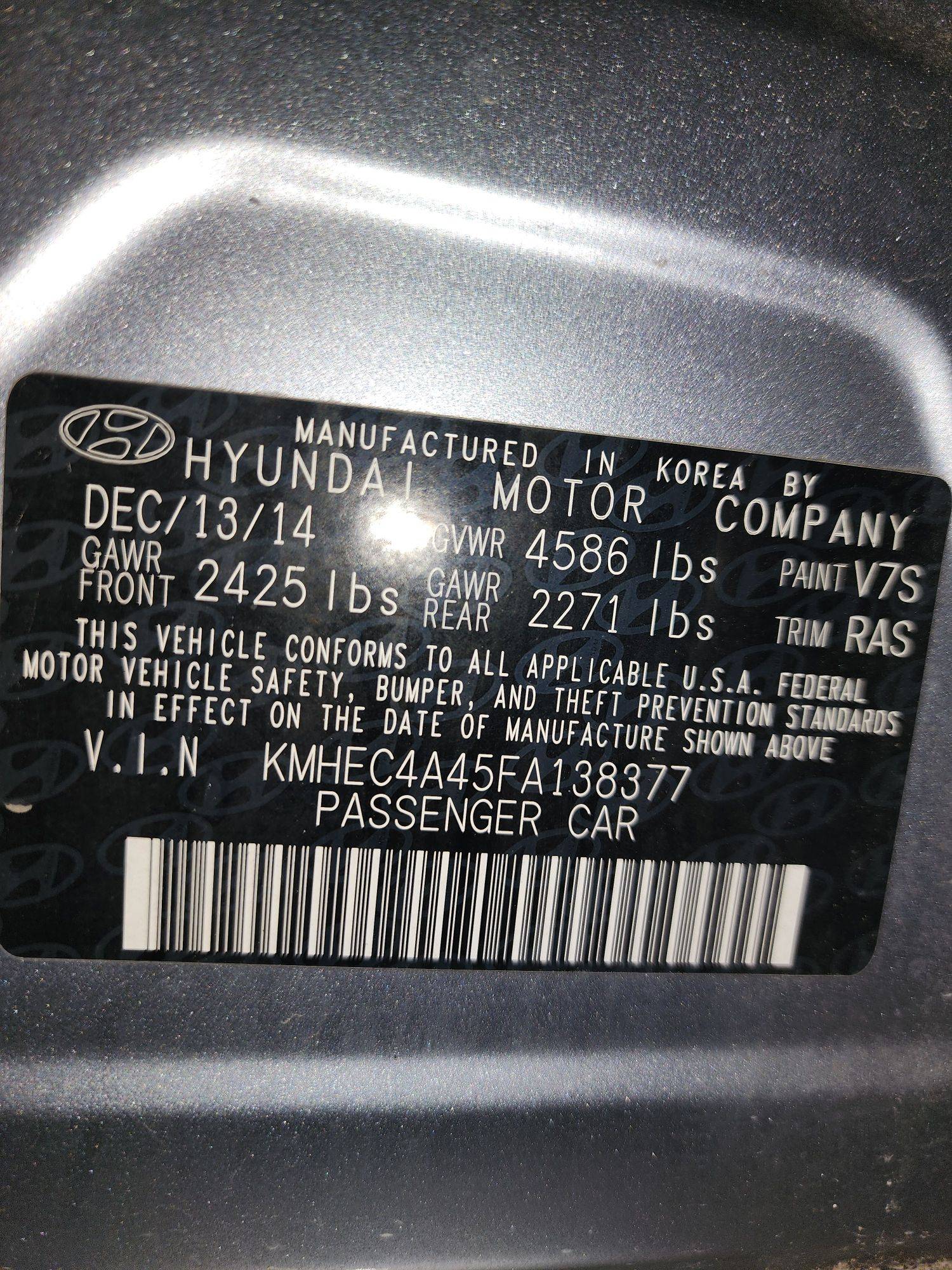 2015 HYUNDAI SONATA — 126594 Miles — Lot 930098 — Al Quoz - Marhaba Auctions Used Cars - Image 11