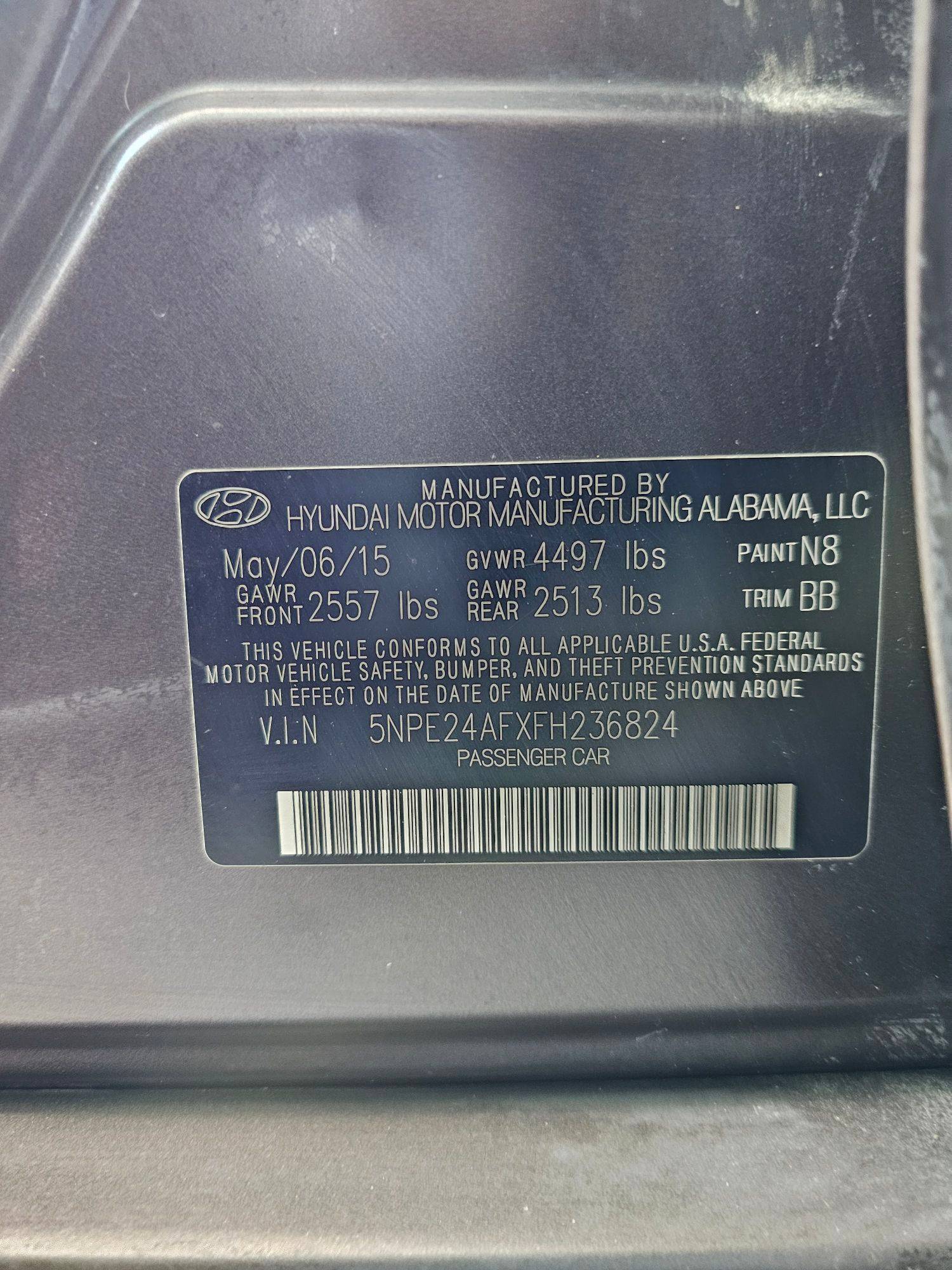 2015 HYUNDAI SONATA — 105399 Miles — Lot 62016205 — Souq - Marhaba Auctions Used Cars - Image 9