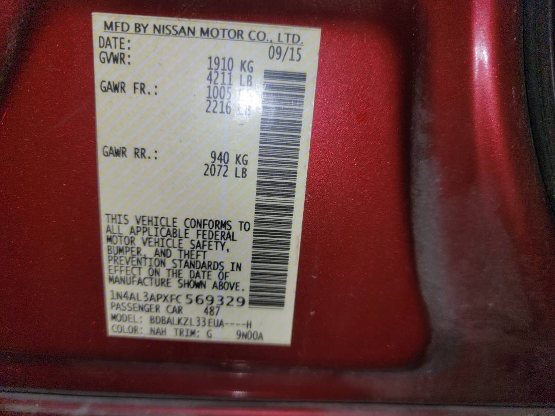 2015 NISSAN ALTIMA — 126016 Miles — Lot 71251713 - Marhaba Auctions Used Cars - Image 11