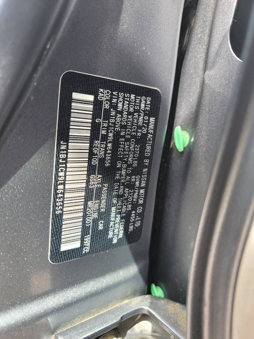 2020 NISSAN ROGUE SPORTS — 35420 Miles — Lot W643656 — Main - Marhaba Auctions Used Cars - Image 9