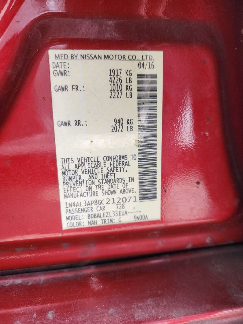 2016 NISSAN ALTIMA — 115805 Miles — Lot 4207477 — Souq - Marhaba Auctions Used Cars - Image 11