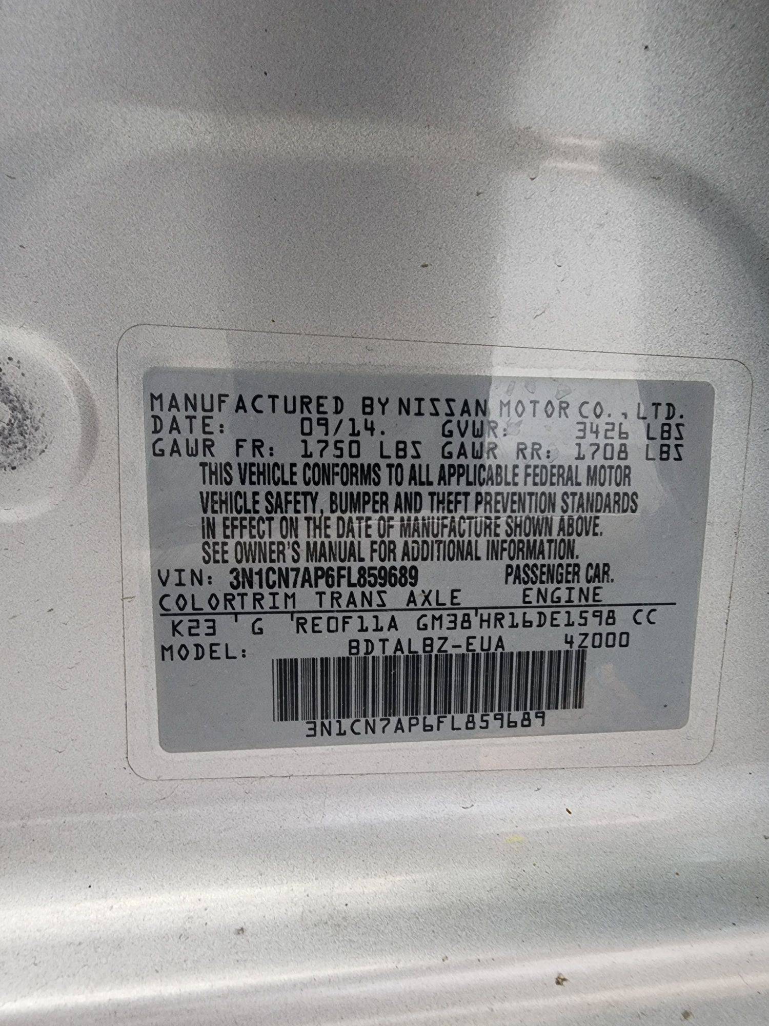 2015 NISSAN VERSA — 161485 Miles — Lot 38953767 — Souq - Marhaba Auctions Used Cars - Image 11