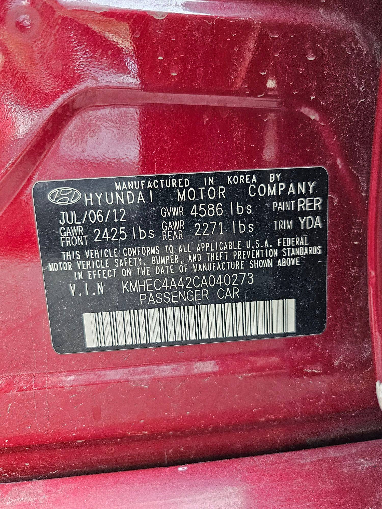 2012 HYUNDAI SONATA — 176126 Miles — Lot CA040273 — Souq - Marhaba Auctions Used Cars - Image 10