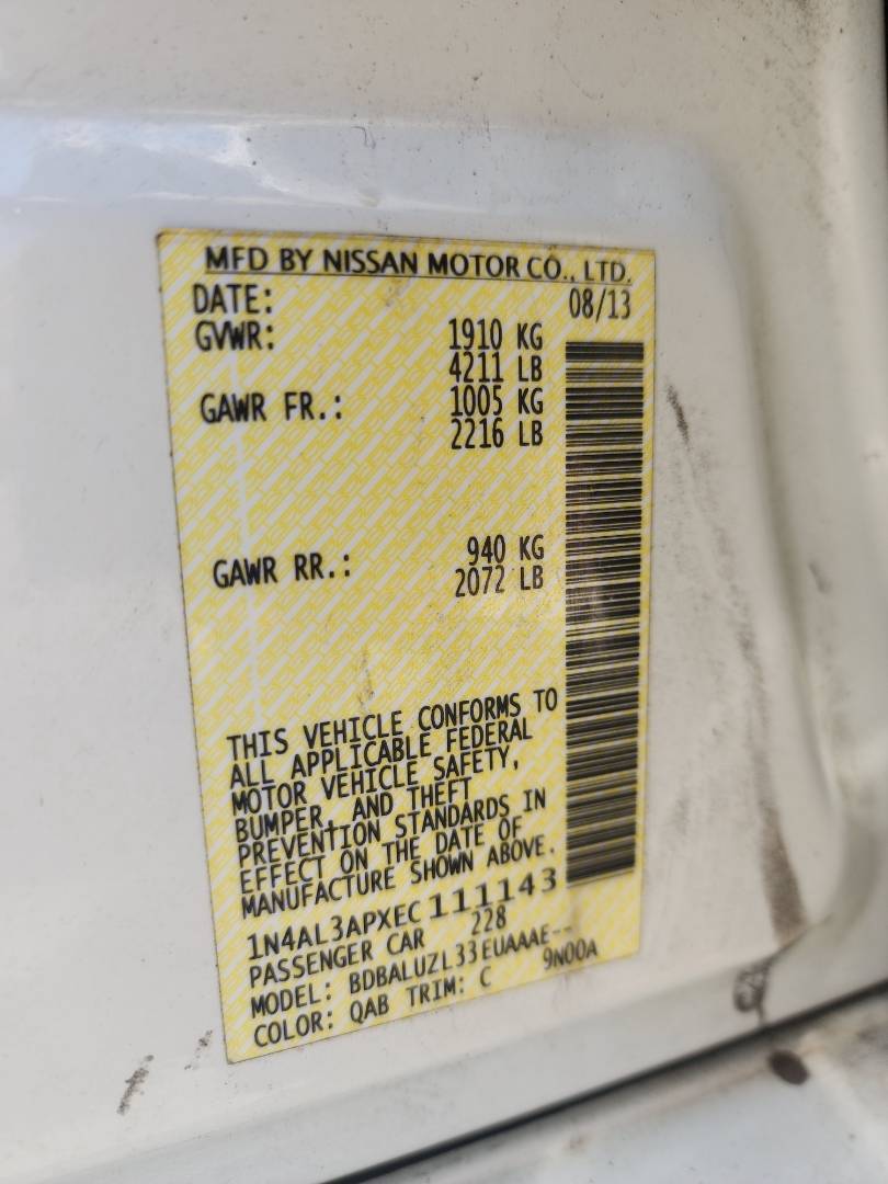 2014 NISSAN ALTIMA — 181402 Miles — Lot 11143 — Main - Marhaba Auctions Used Cars - Image 4
