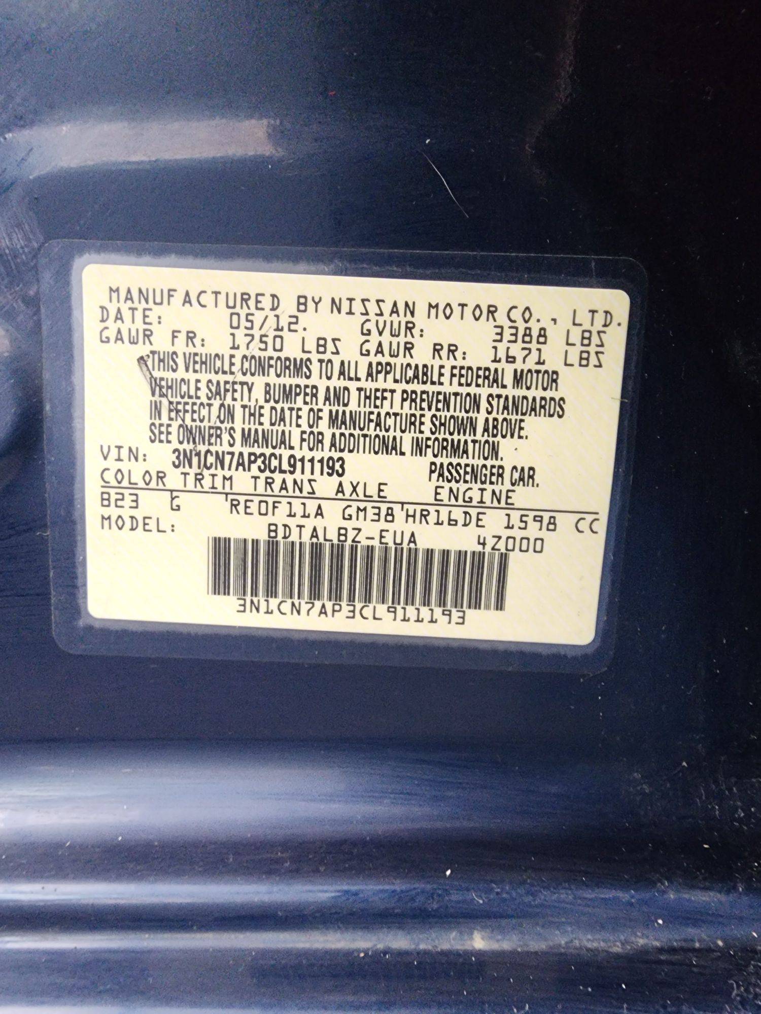 2012 NISSAN VERSA — 150184 Miles — Lot 39710168 — Main - Marhaba Auctions Used Cars - Image 9