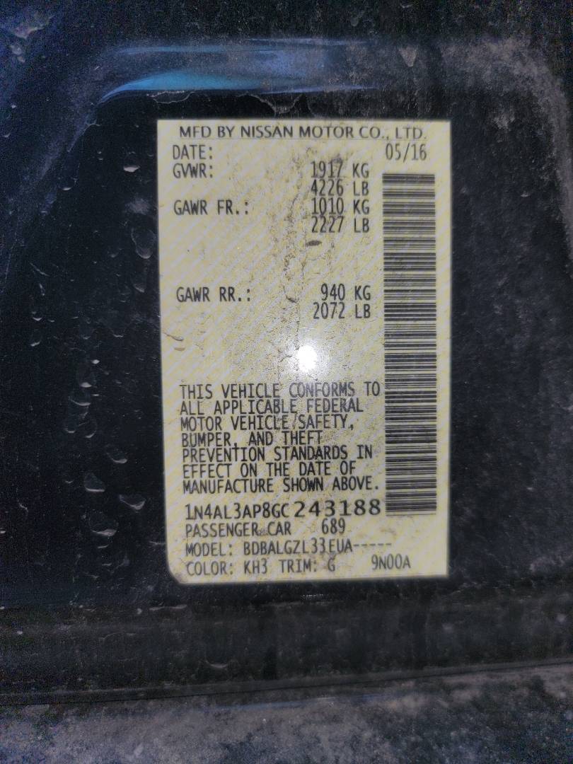 2016 NISSAN ALTIMA — 113349 Miles — Lot 41700754 - Marhaba Auctions Used Cars - Image 8