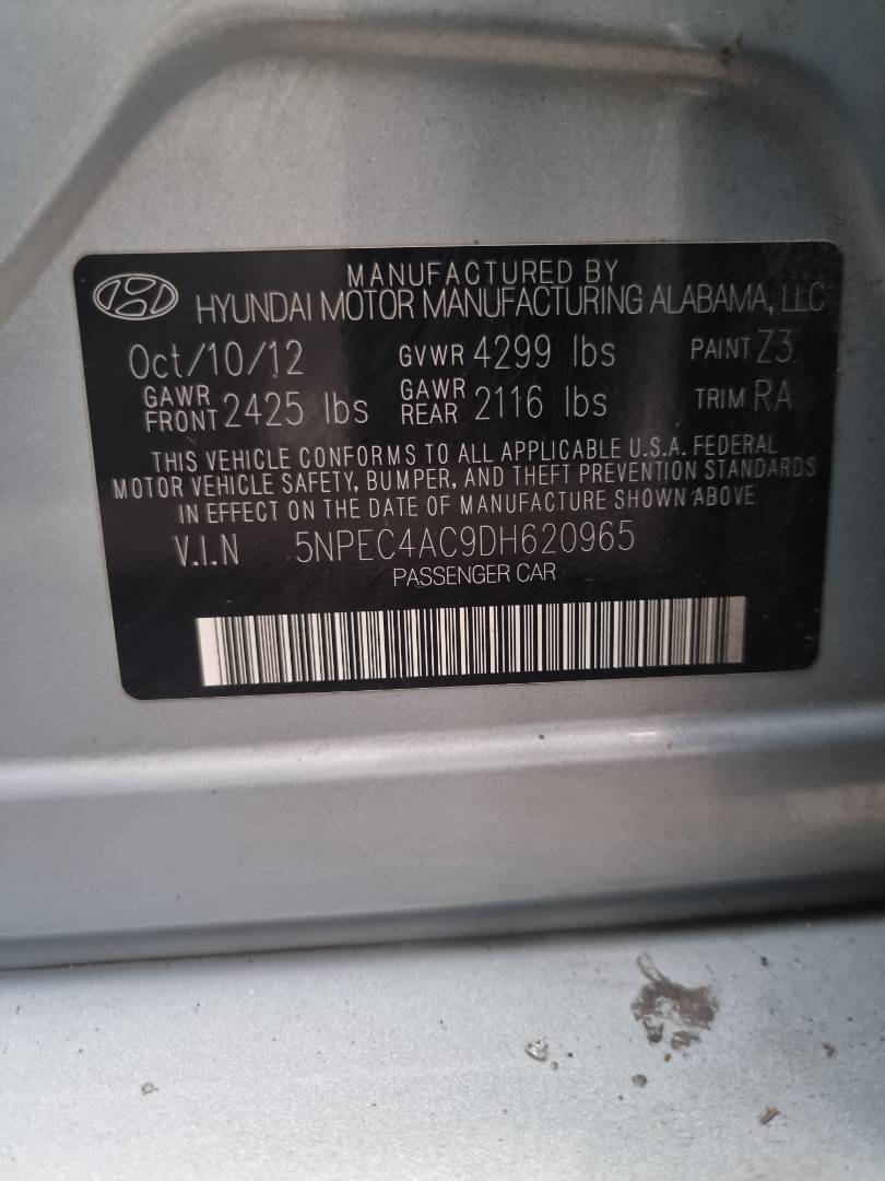 2013 HYUNDAI SONATA — 150256 Miles — Lot 125487 — Ind. 12 - Marhaba Auctions Used Cars - Image 9