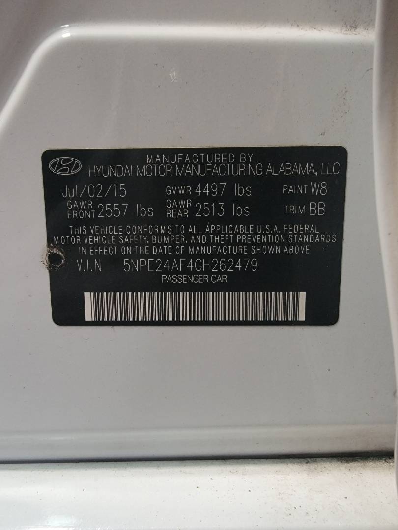2016 HYUNDAI SONATA — 118856 Miles — Lot H262479 — Main - Marhaba Auctions Used Cars - Image 9