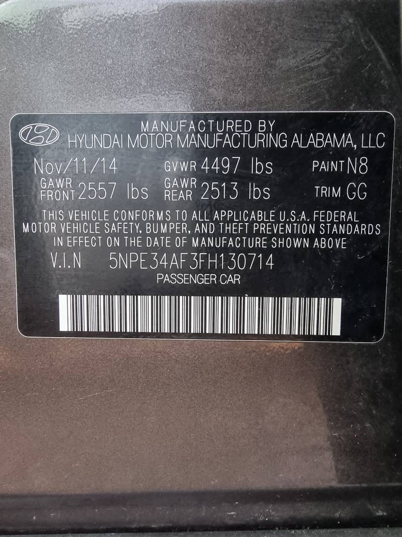2015 HYUNDAI SONATA — 84086 Miles — Lot 125487 — Ind. 12 - Marhaba Auctions Used Cars - Image 9