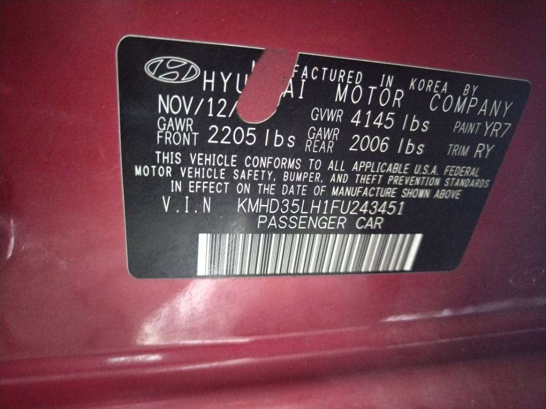 2015 HYUNDAI ELANTRA — 152080 Miles — Lot 37719033 - Marhaba Auctions Used Cars - Image 3