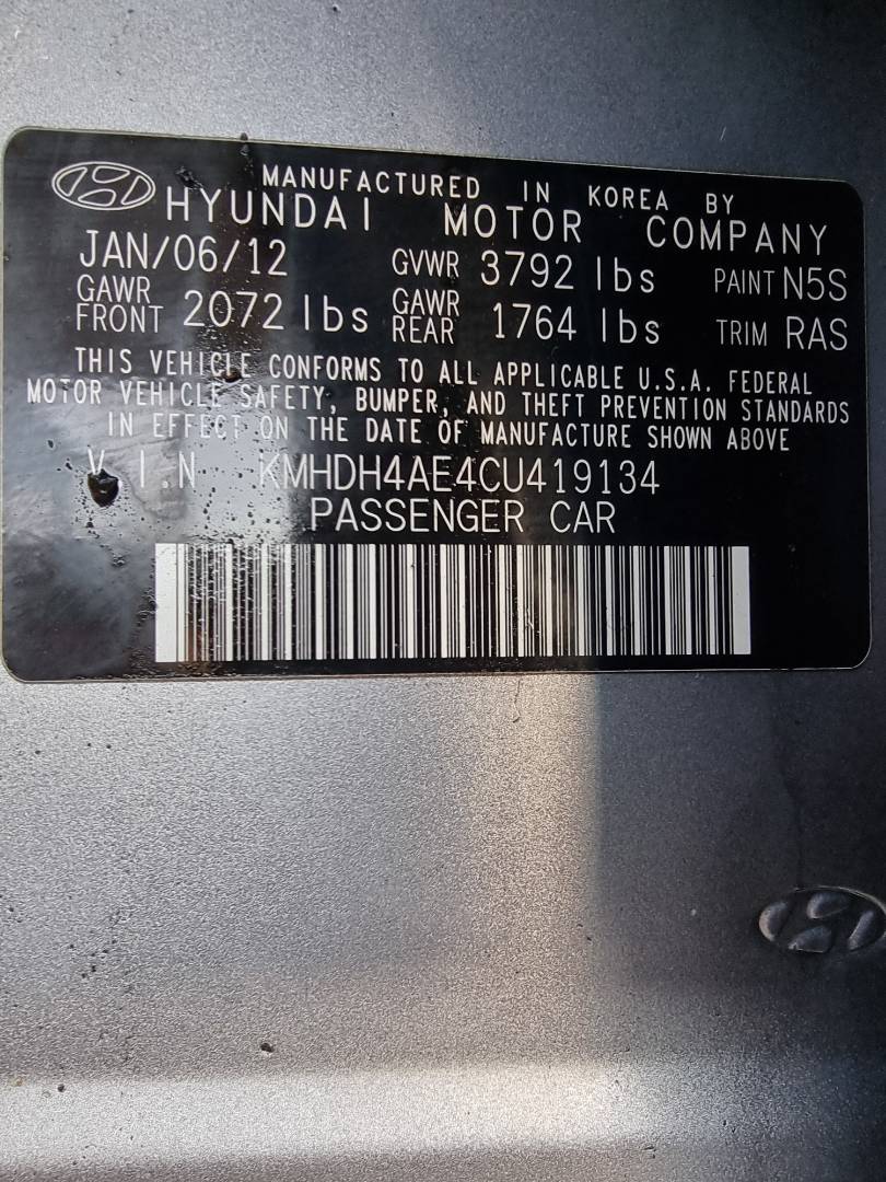 2012 HYUNDAI ELANTRA — 165780 Miles — Lot 215487 — Ind. 12 - Marhaba Auctions Used Cars - Image 9