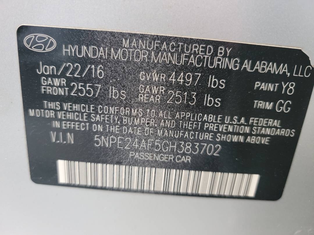 2016 HYUNDAI SONATA — 146512 Miles — Lot 72786593 - Marhaba Auctions Used Cars - Image 8