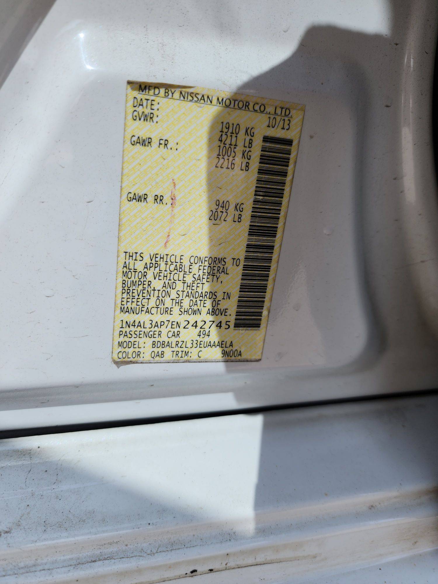 2014 NISSAN ALTIMA — 245869 Miles — Lot 37557442 - Marhaba Auctions Used Cars - Image 8
