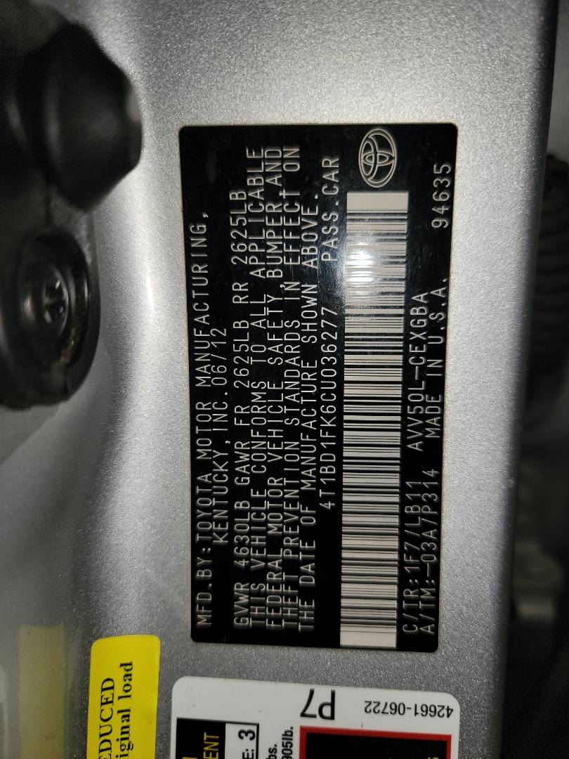 2012 TOYOTA CAMRY — 178018 Miles — Lot 37318864 - Marhaba Auctions Used Cars - Image 10