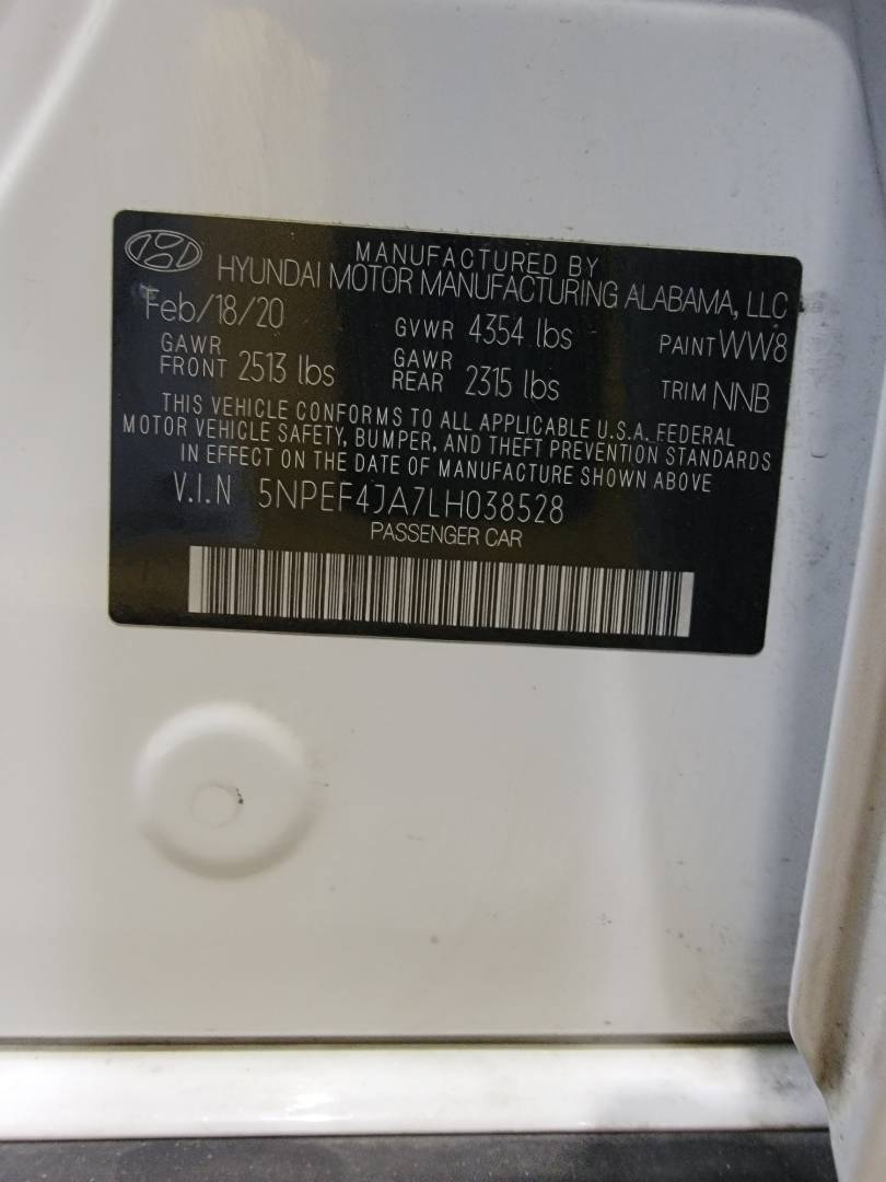 2020 HYUNDAI SONATA — 57673 Miles — Lot LH038528 — Main - Marhaba Auctions Used Cars - Image 9