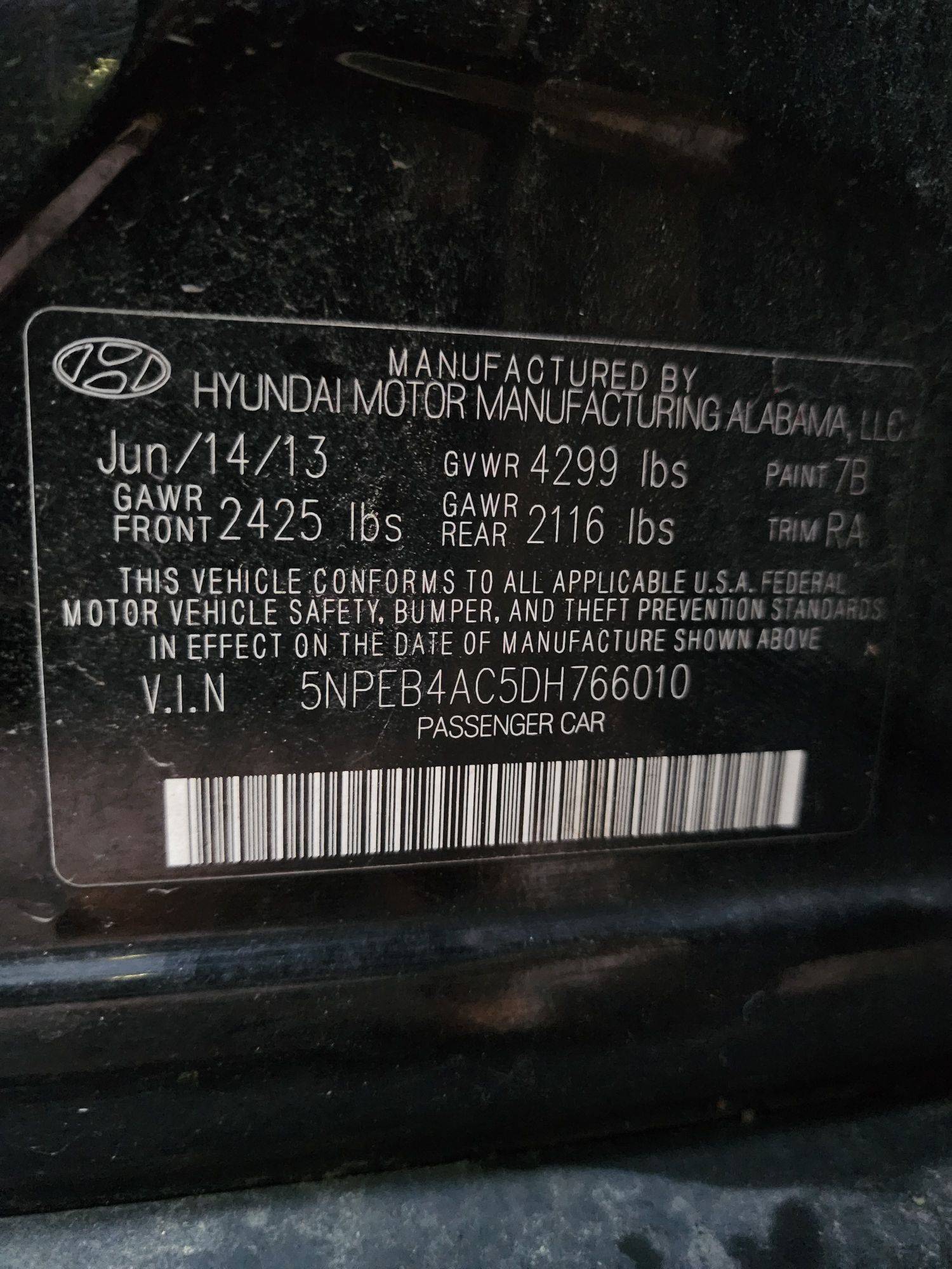 2013 HYUNDAI SONATA — 153873 Miles — Lot 66010 — Souq - Marhaba Auctions Used Cars - Image 7