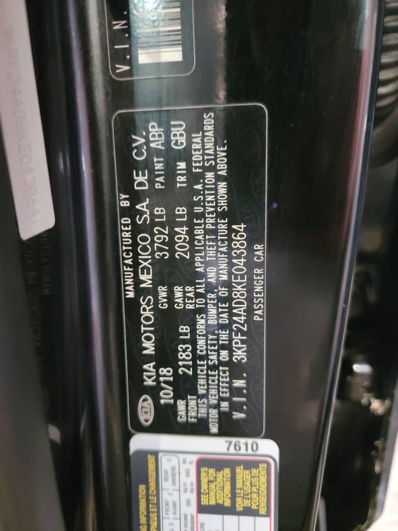 2019 KIA FORTE — 93589 Miles — Lot E043864 — Main - Marhaba Auctions Used Cars - Image 9
