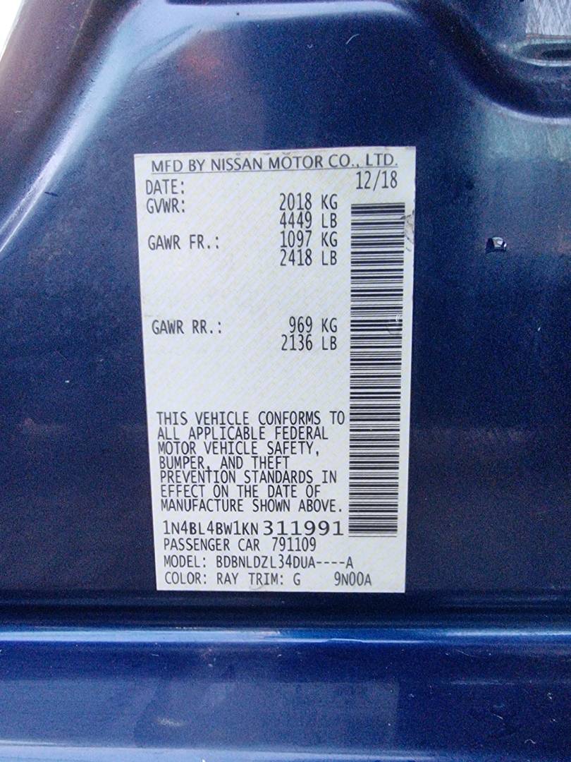 2019 NISSAN ALTIMA — 142124 Miles — Lot N311991 — Main - Marhaba Auctions Used Cars - Image 9