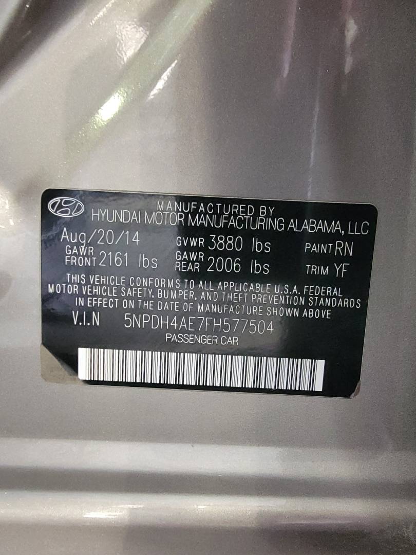 2015 HYUNDAI ELANTRA — 183801 Miles — Lot FH577504 — Main - Marhaba Auctions Used Cars - Image 10