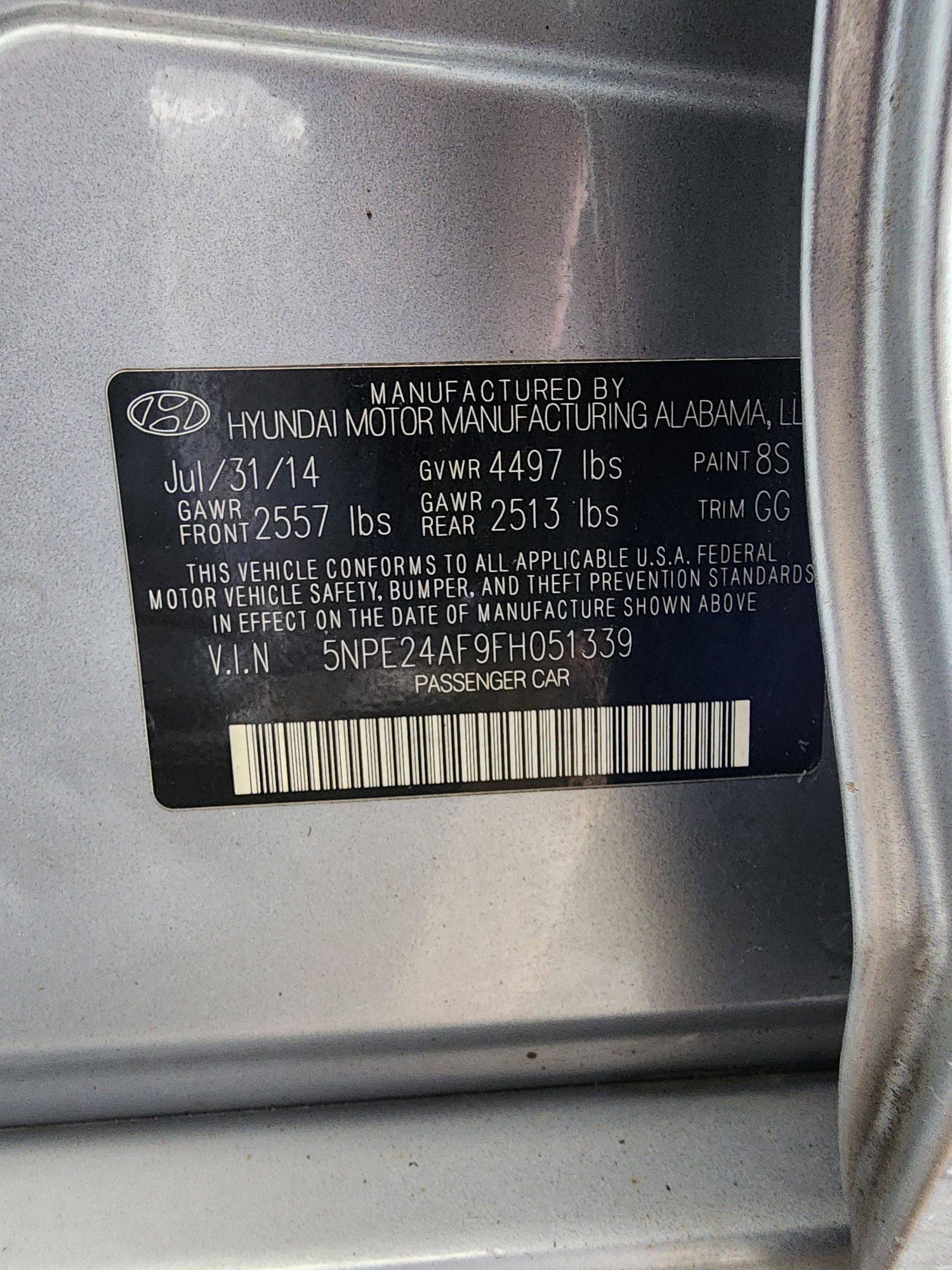 2015 HYUNDAI SONATA — 129877 Miles — Lot 1339 — Souq - Marhaba Auctions Used Cars - Image 9