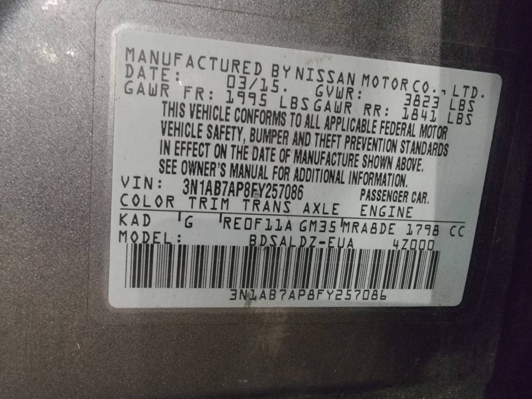 2015 NISSAN SENTRA — 133918 Miles — Lot Y257086 — Main - Marhaba Auctions Used Cars - Image 8