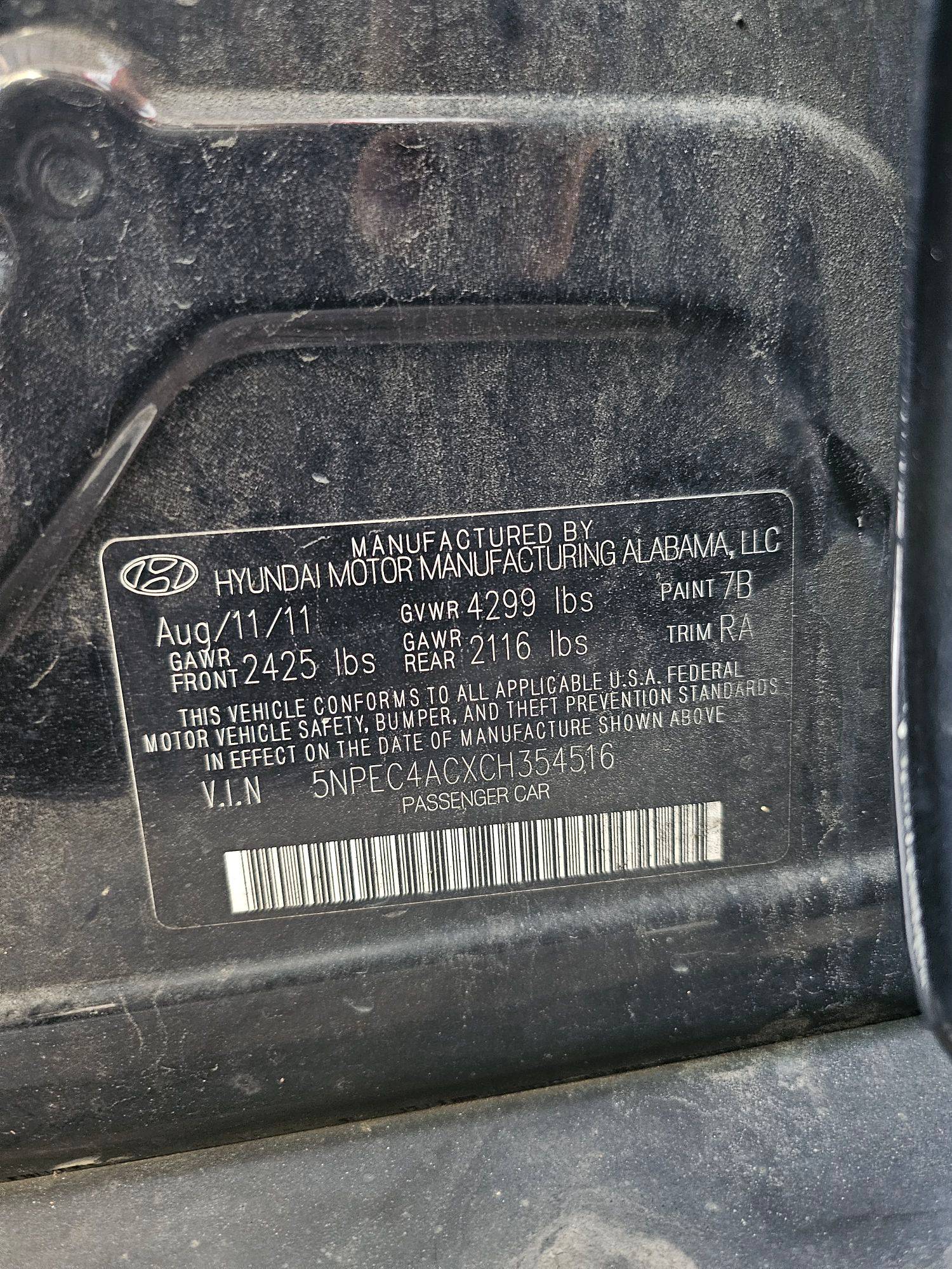2012 HYUNDAI SONATA — 175107 Miles — Lot XCH354516 — Souq - Marhaba Auctions Used Cars - Image 9