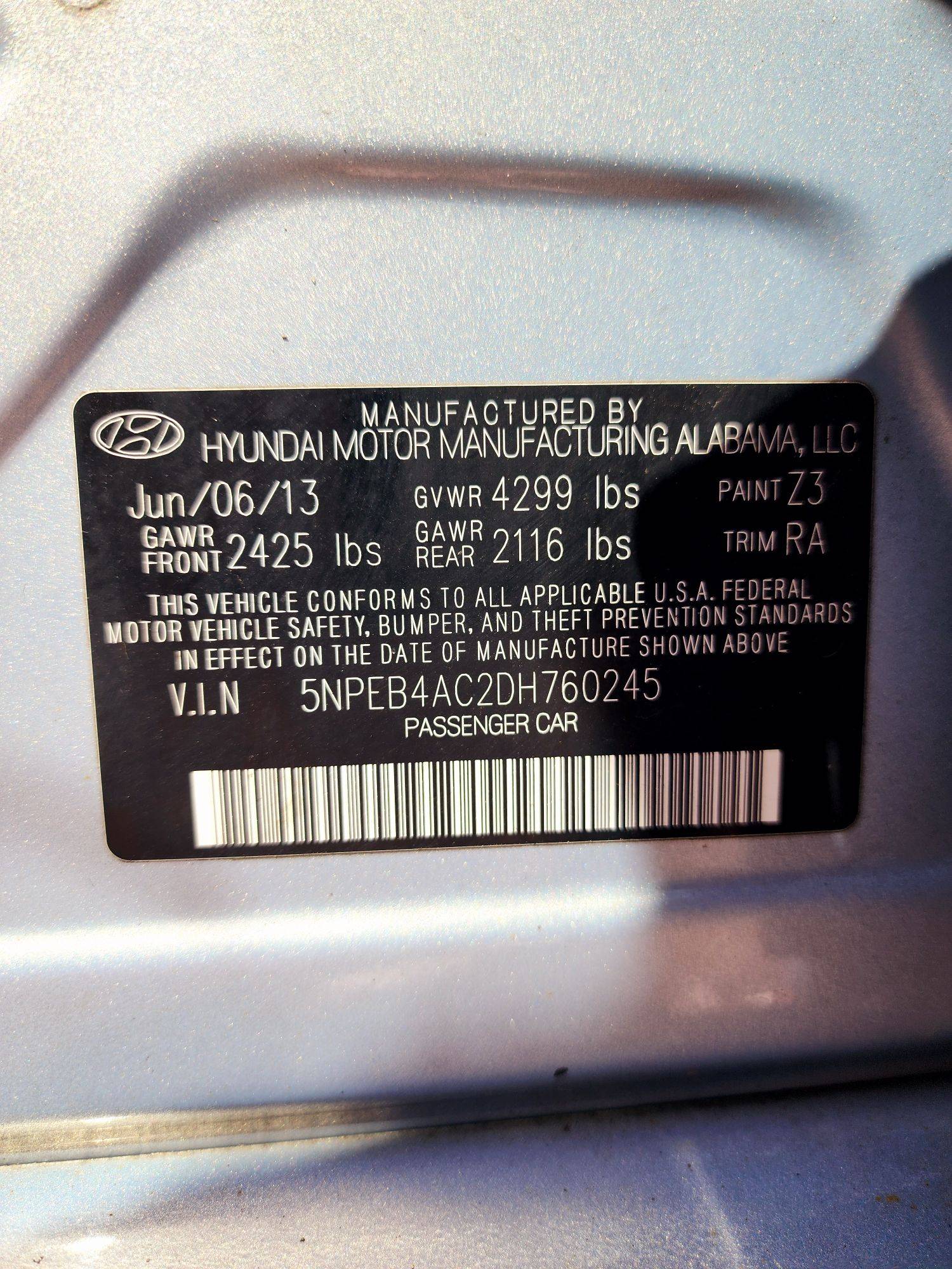 2013 HYUNDAI SONATA — 229315 Miles — Lot 760245 — Souq - Marhaba Auctions Used Cars - Image 9