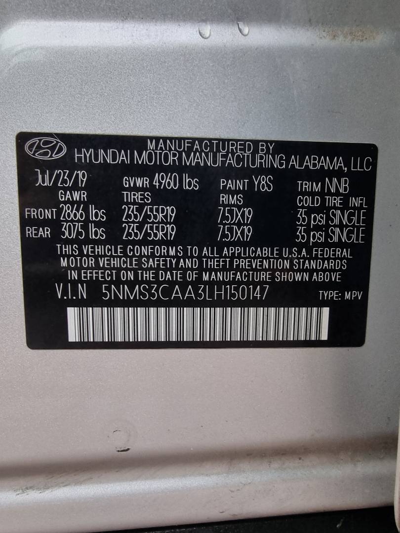 2020 HYUNDAI SANTA FE — 40291 Miles — Lot 215487 — Ind. 12 - Marhaba Auctions Used Cars - Image 10