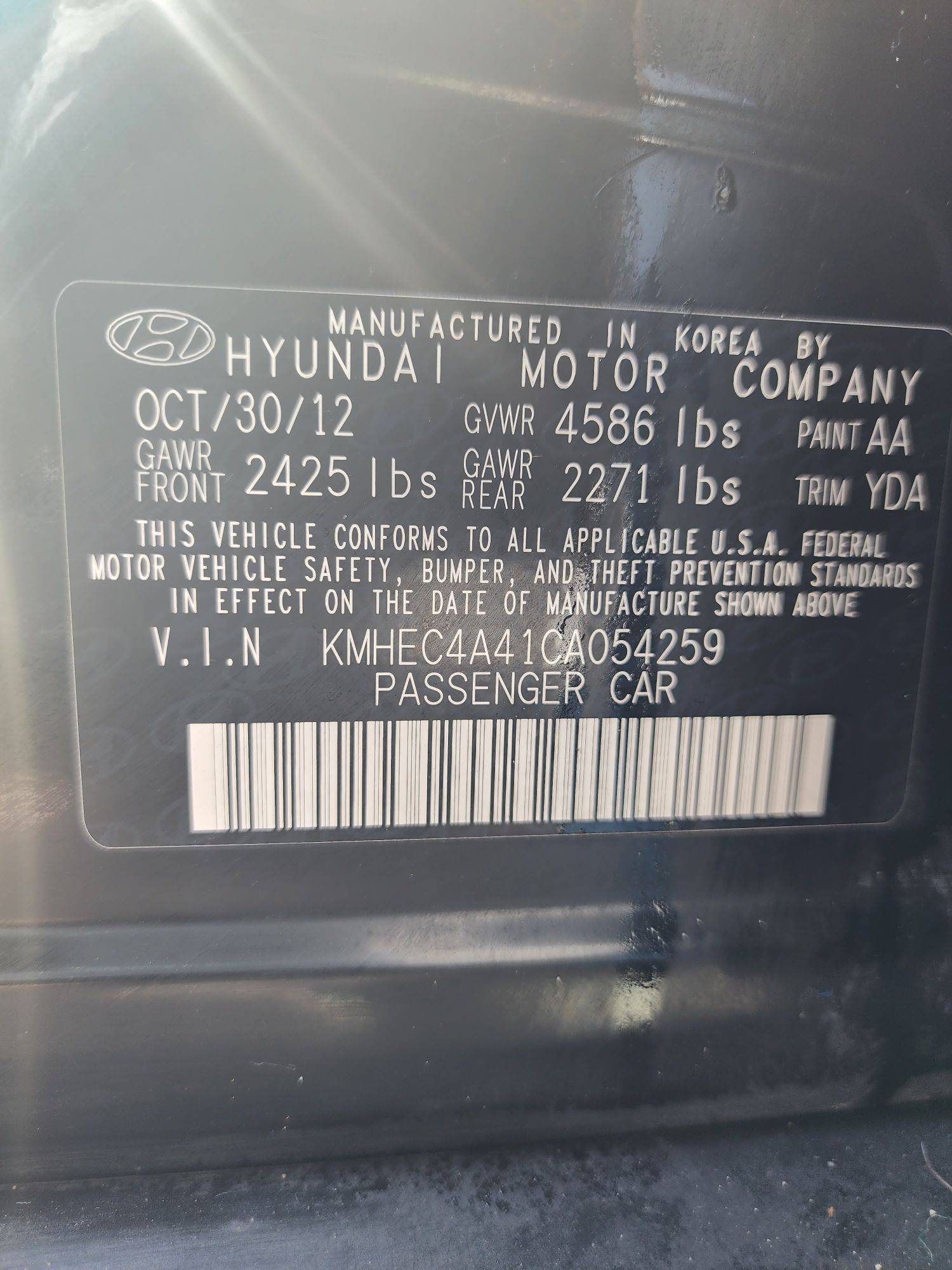 2012 HYUNDAI SONATA — 191536 Miles — Lot 70020743 - Marhaba Auctions Used Cars - Image 3
