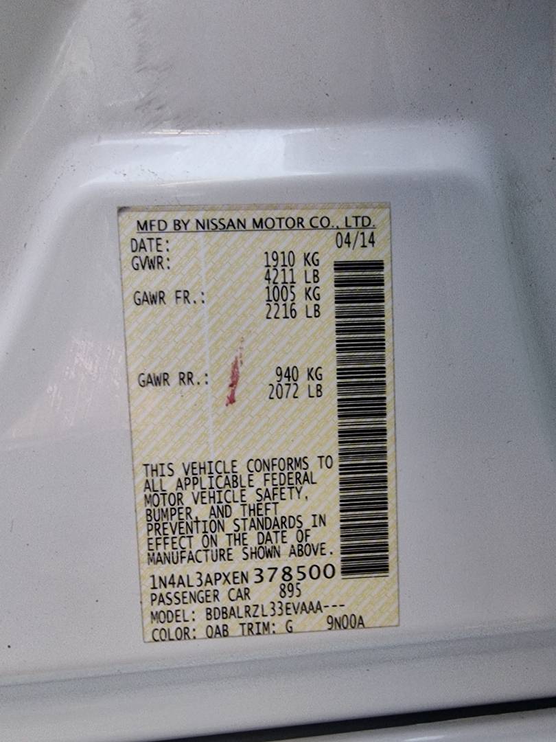 2014 NISSAN ALTIMA — 188276 Miles — Lot 124578 — Main - Marhaba Auctions Used Cars - Image 9