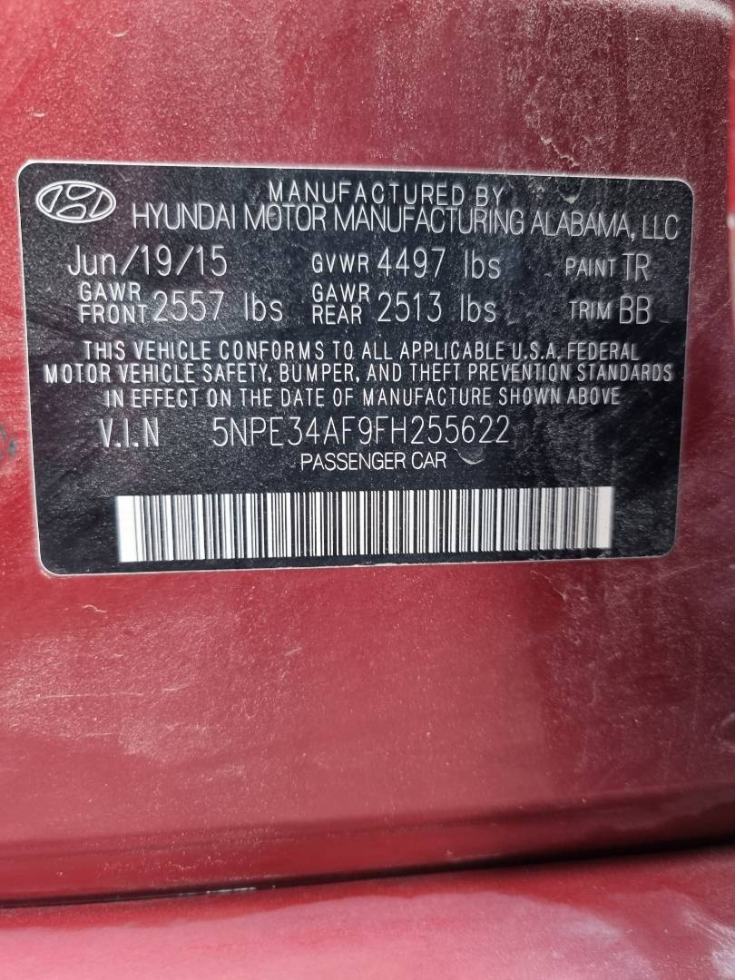 2015 HYUNDAI SONATA SPORT — 154305 Miles — Lot 255622 — Ind. 12 - Marhaba Auctions Used Cars - Image 9