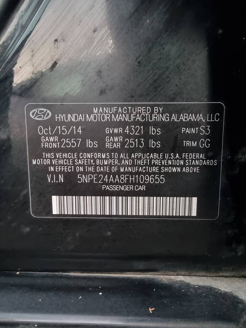 2015 HYUNDAI SONATA — 175502 Miles — Lot 2135487 — Main - Marhaba Auctions Used Cars - Image 9