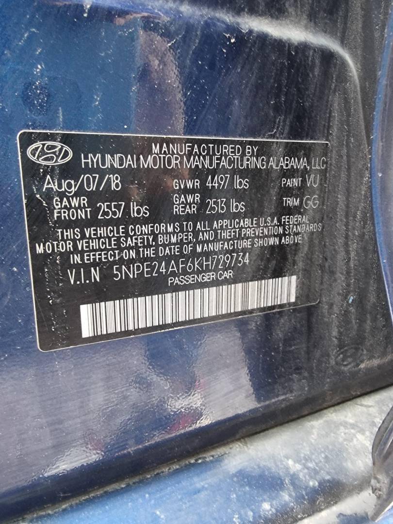 2019 HYUNDAI SONATA — 85679 Miles — Lot 98254562 — Ind. 12 - Marhaba Auctions Used Cars - Image 9