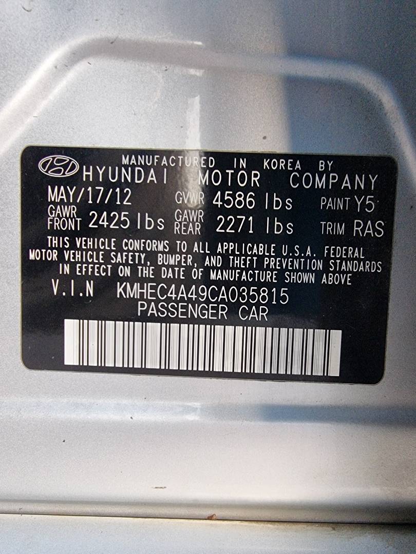 2012 HYUNDAI SONATA — 190920 Miles — Lot 125487 — Souq - Marhaba Auctions Used Cars - Image 9