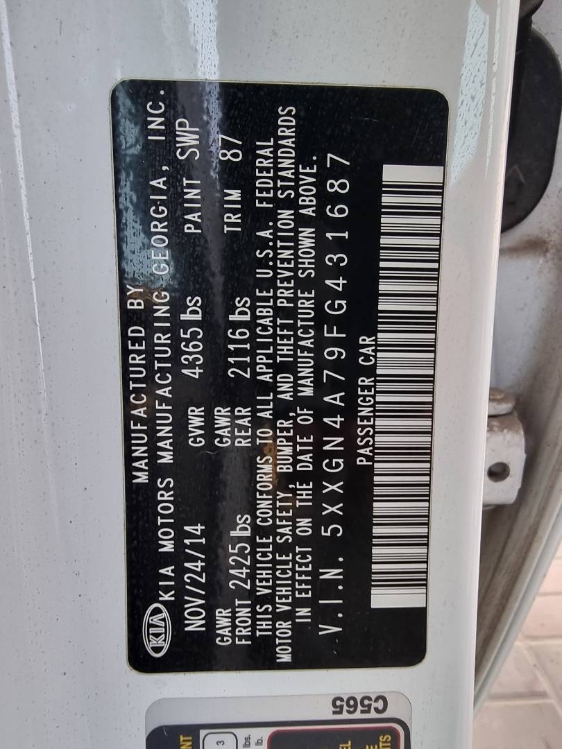 2015 KIA OPTIMA — 158319 Miles — Lot 125487 — Ind. 12 - Marhaba Auctions Used Cars - Image 10