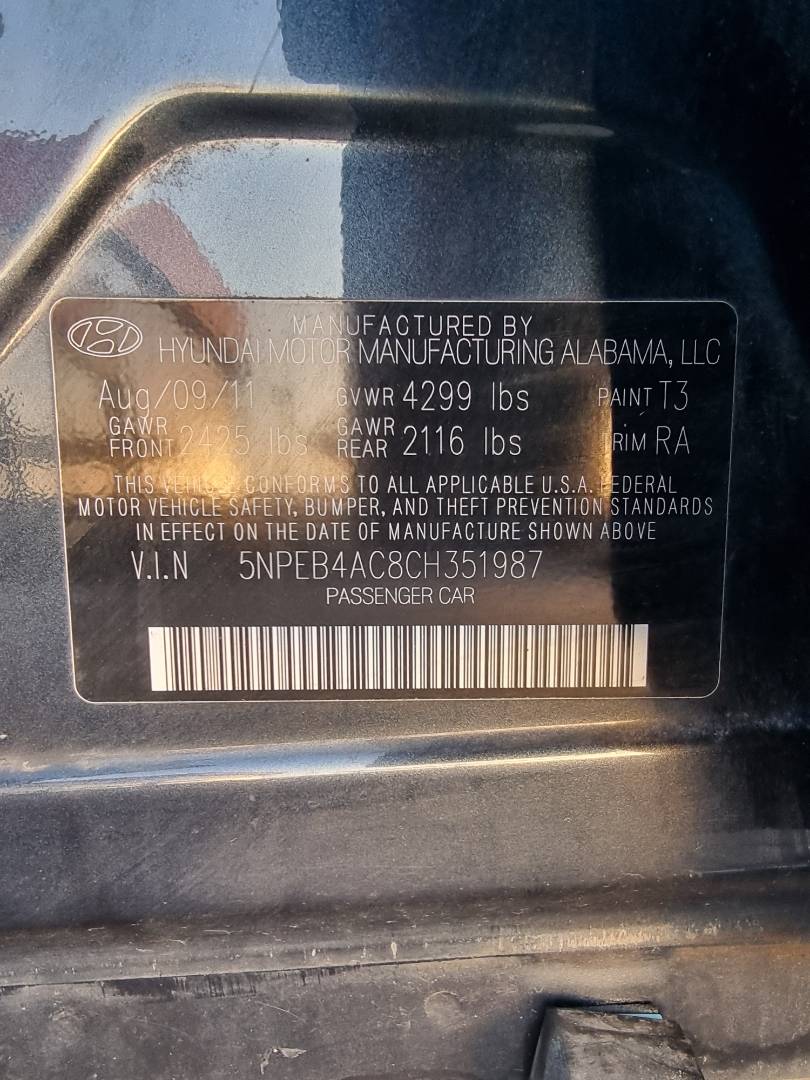 2012 HYUNDAI SONATA — 142393 Miles — Lot 125487 — Main - Marhaba Auctions Used Cars - Image 9