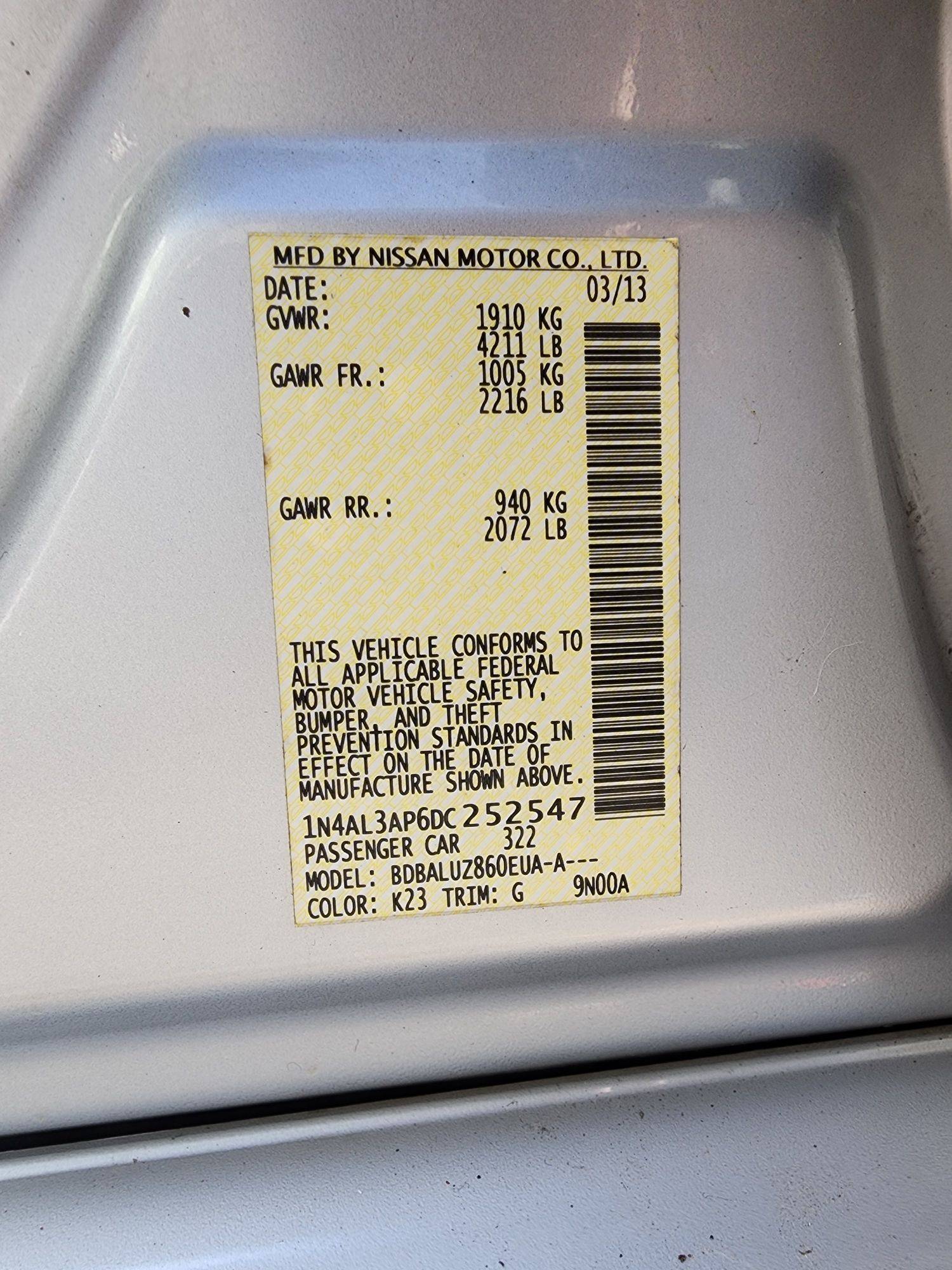 2013 NISSAN ALTIMA — 158346 Miles — Lot C252547 — Souq - Marhaba Auctions Used Cars - Image 9