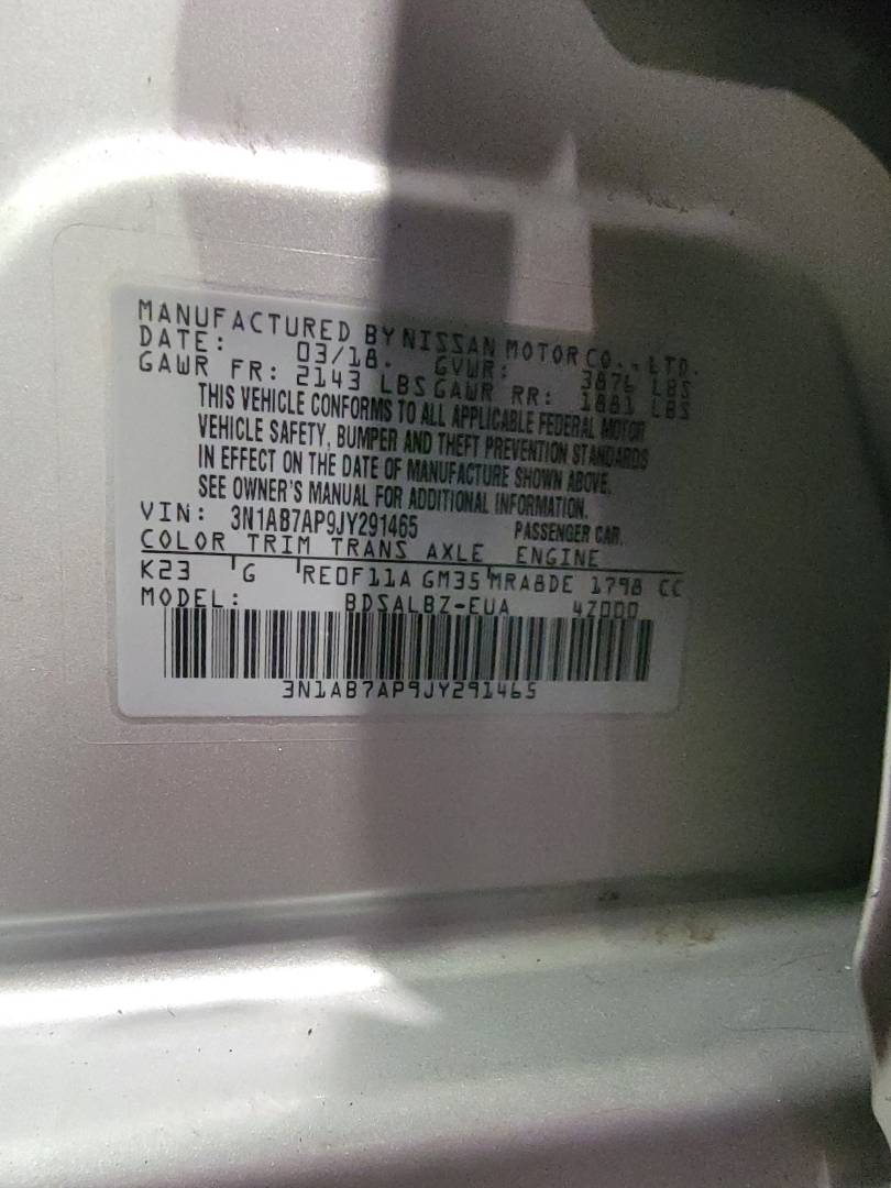 2018 NISSAN SENTRA — 125731 Miles — Lot 71765544 — Souq - Marhaba Auctions Used Cars - Image 9