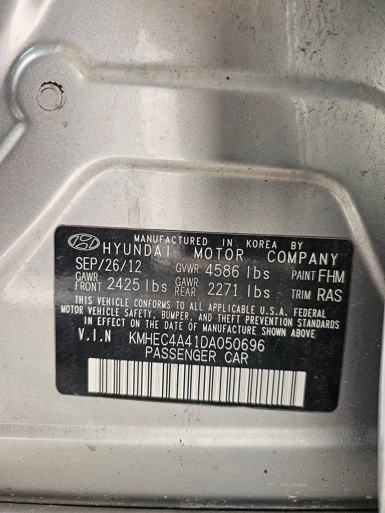 2013 HYUNDAI SONATA — 180391 Miles — Lot A050696 — Souq - Marhaba Auctions Used Cars - Image 10